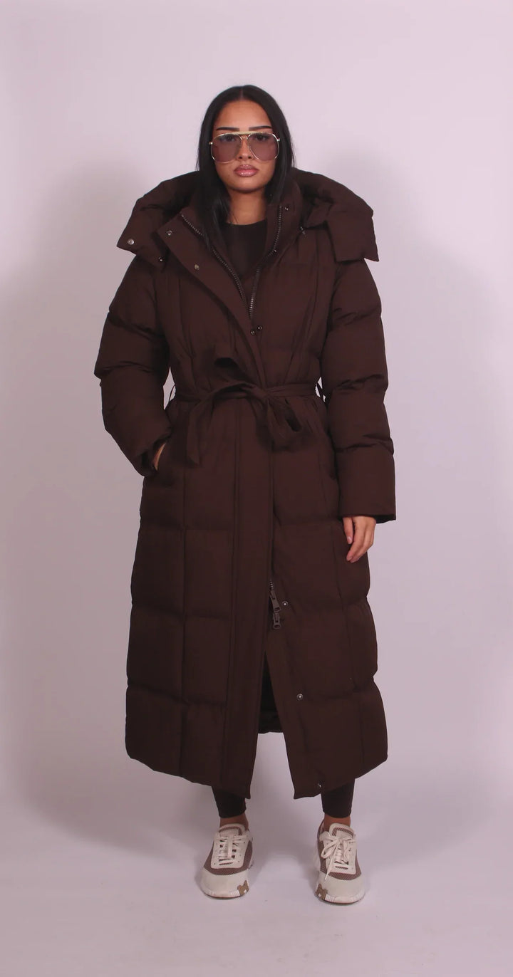 Carmen – Long Belted Puffer Coat