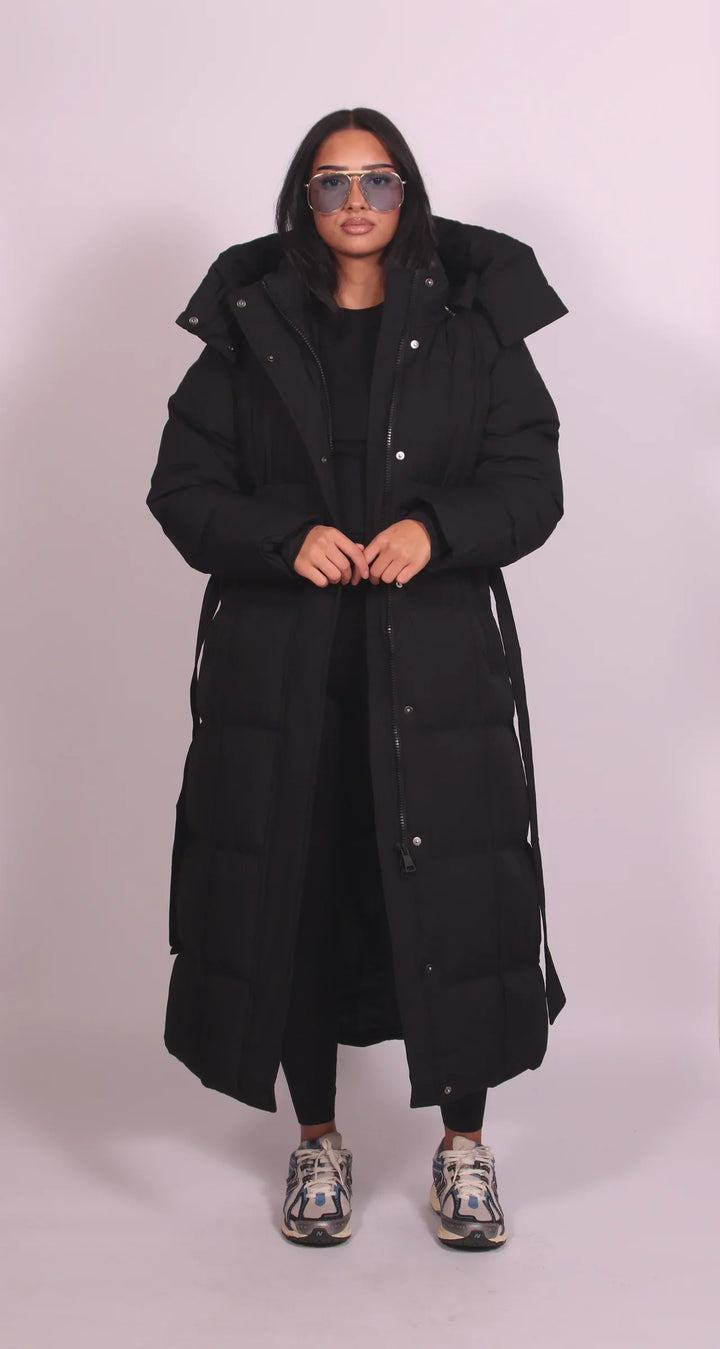 Carmen – Long Belted Puffer Coat