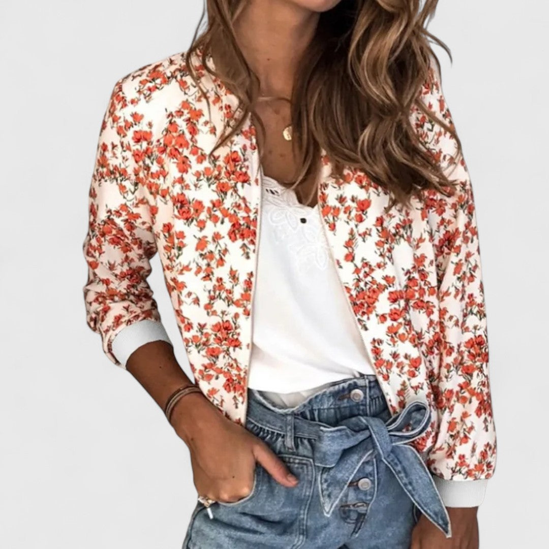 Margot – Elegant Floral Bomber Cardigan