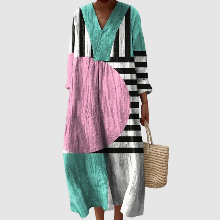 Quinn | Geo Pop Colorblock Maxi Dress